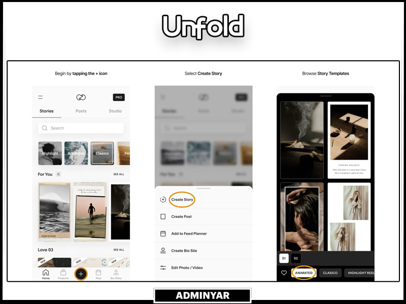 برنامه ساختن استوری اینستاگرام Unfold