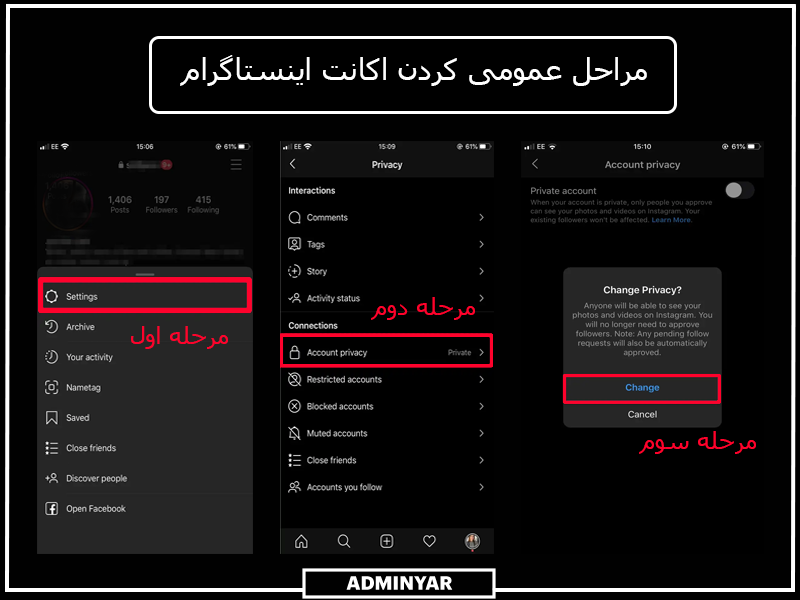 مراحل عمومی کردن اکانت اینستاگرام